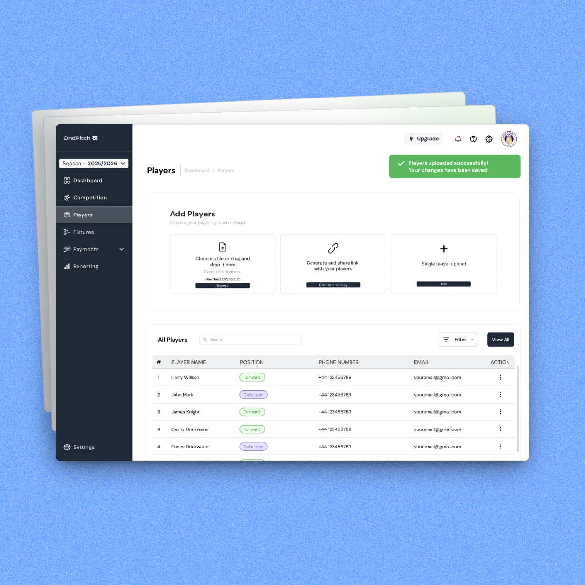Ondpitch – Add Players Feature